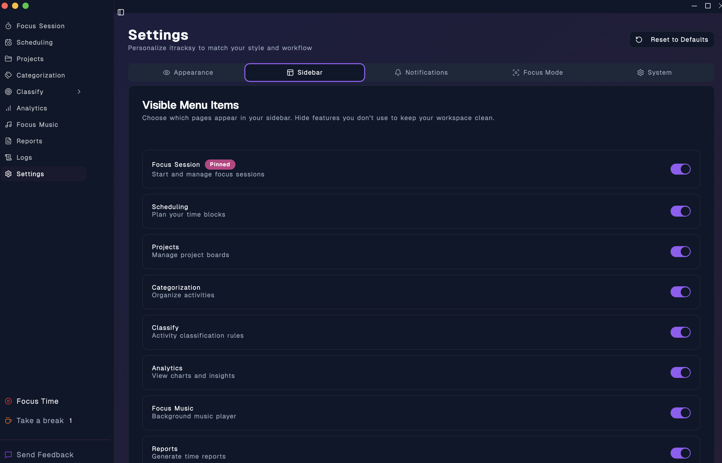Sidebar Layout Customization